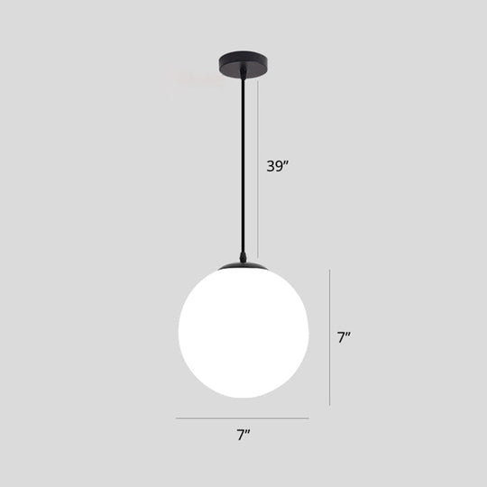 Sophia - Cream Sphere Restaurant Pendant Light Glass 1 Head Simple Ceiling Hang Lamp In Black