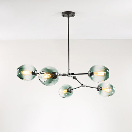 Elegant Glass Molecular Pendant Chandelier For Living Room Decor 5 / Black Blue Lighting