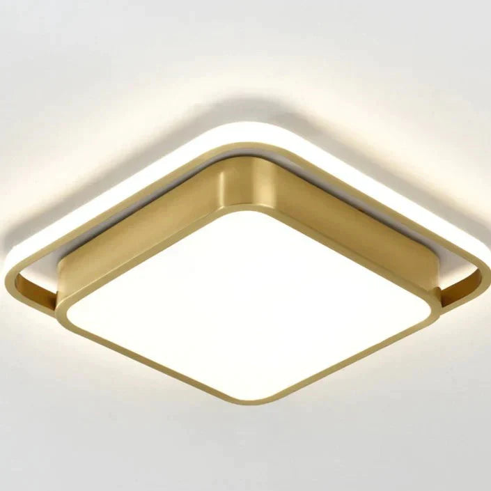 Copper Living Room Lamp Square Led Ceiling Trichromatic Light