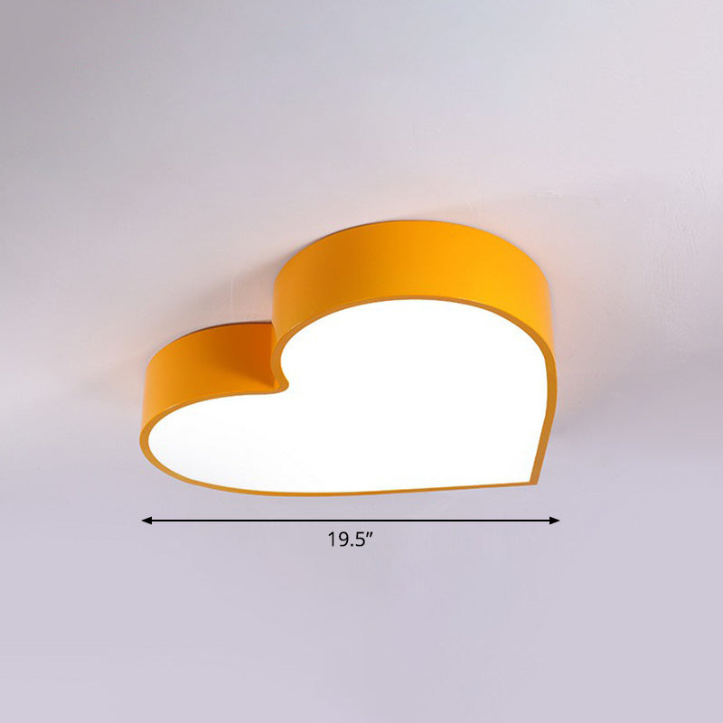 Cartoon Loving Heart Led Flush Mount Light With Romantic Acrylic Design - Ceiling For Bedrooms
