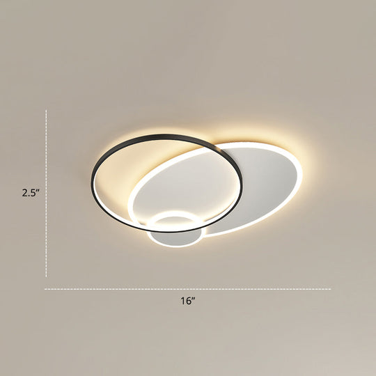 Bedroom Brilliance In A Stack: Minimalistic Led Metal Flush Mount Ceiling Ligh Black - White /