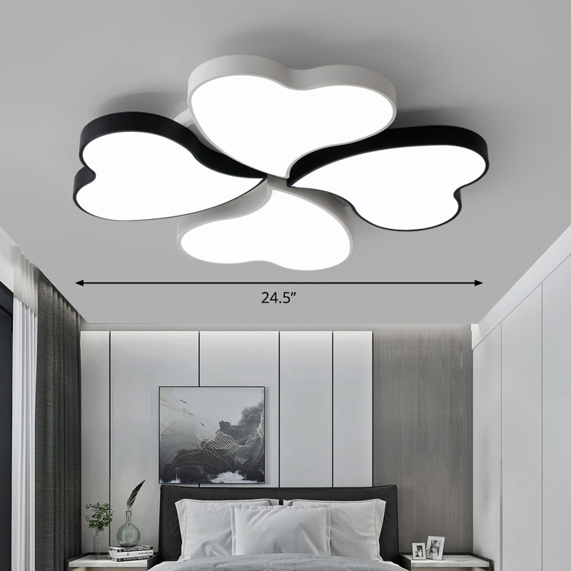 Nordic Led Metal Clover Shaped Flush Mount Lighting For Bedroom In Black - White White / 24.5’