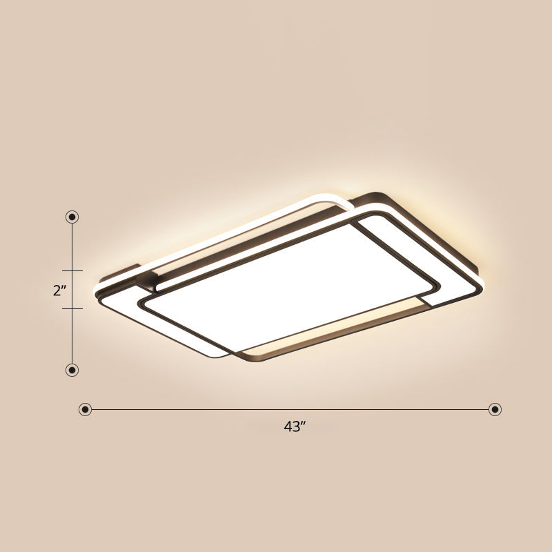 Sleek Living Room Illumination: Black Acrylic Led Rectangular Flush Mount Ceiling Lamp / 43’