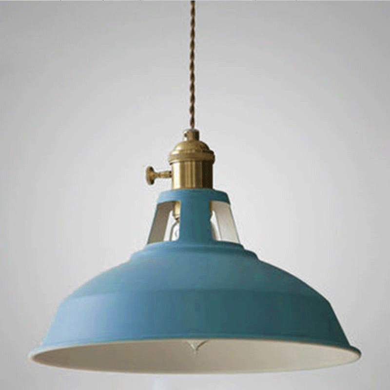 Marta - Industrial Macarons Barn Shade Pendant Light Metal 1 - Light Lighting For Restaurant Blue