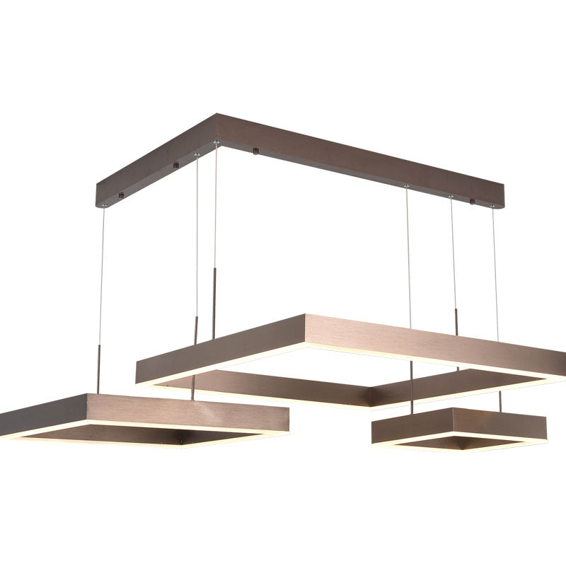 Modern Square Acrylic Led Chandelier - Coffee Finish Pendant Ceiling Light Lighting