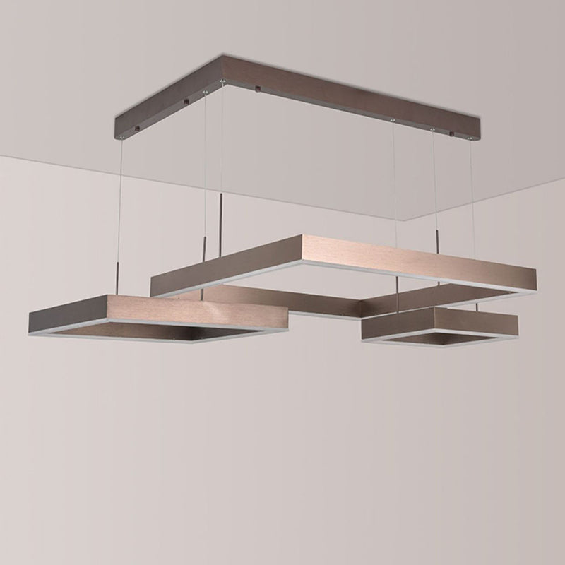 Modern Square Acrylic Led Chandelier - Coffee Finish Pendant Ceiling Light Lighting