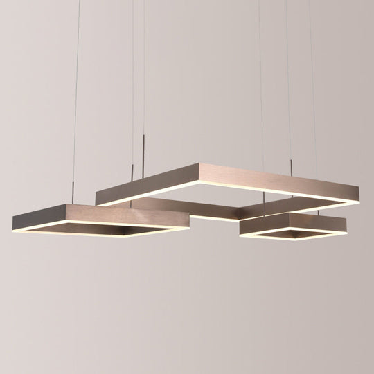 Modern Square Acrylic Led Chandelier - Coffee Finish Pendant Ceiling Light Lighting