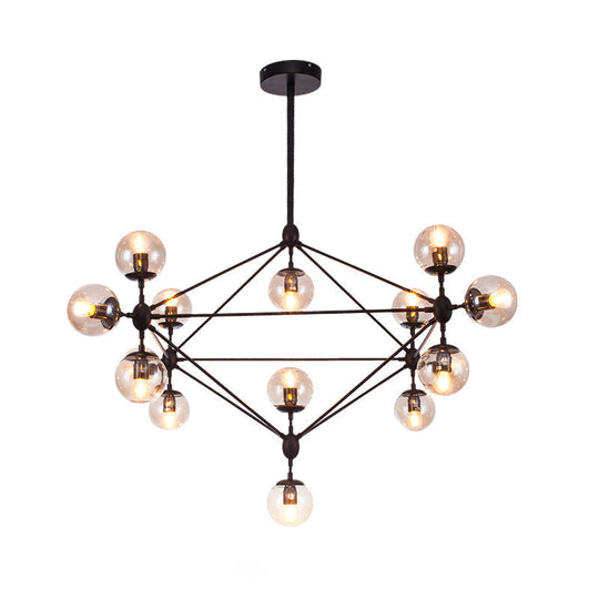 Alamak - Industrial Tan Glass Black Diamond Lattice Chandelier Stylish Living 15 /