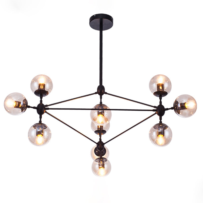 Alamak - Industrial Tan Glass Black Diamond Lattice Chandelier Stylish Living 10 /