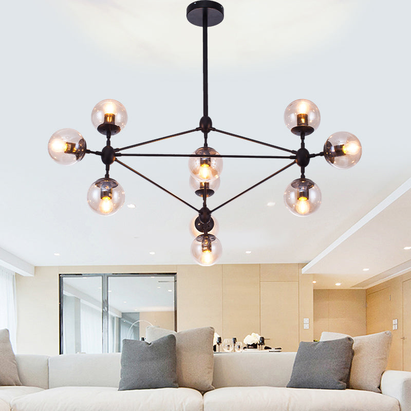 Alamak - Industrial Tan Glass Black Diamond Lattice Chandelier Stylish Living