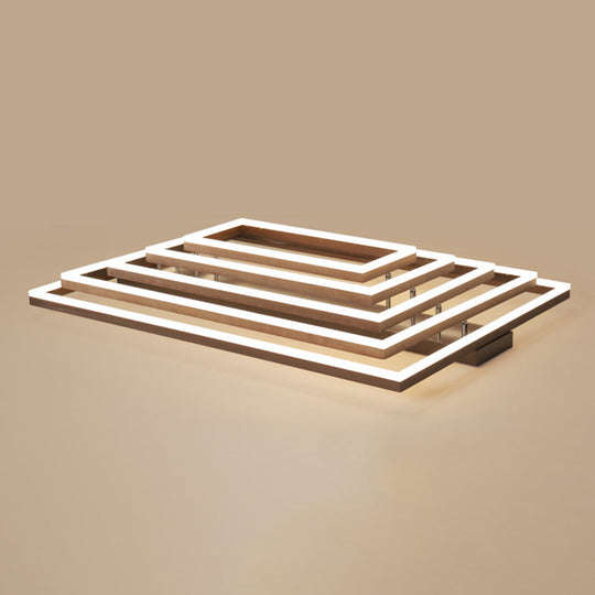 Minimalist Metal Led Flush Mount Ceiling Light With Multi - Tiered Rectangle Design For Living Room
