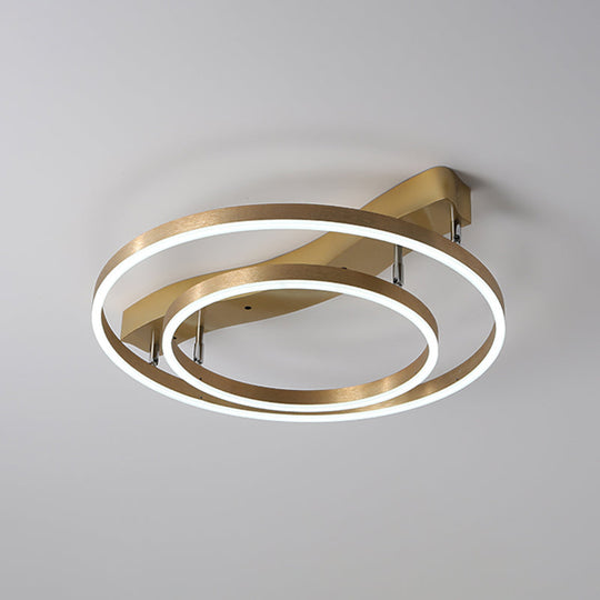 Simplicity Led Brass Multi - Ring Flush Mount Ceiling Light For Living Room