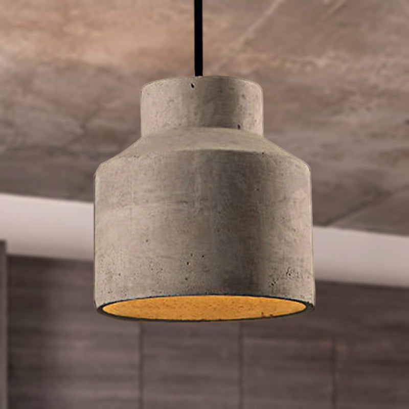 Adele - Industrial 1 Light Cement Pendant Lighting Adjustable Cord Grey / 8.5