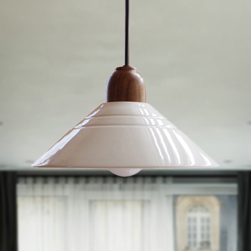 Iris - White Conic Pendant Lamp Modern Style Ceramic 1 Light Hanging Fixture For Dining Room / B