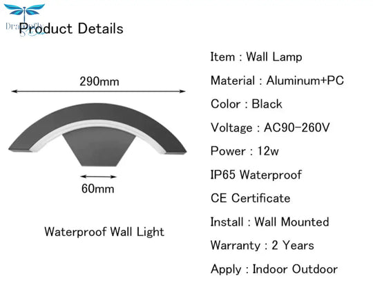 24W Led Outdoor Waterproof Walkway Front Door Garden Porch Wall Light Modern Indoor Corridor