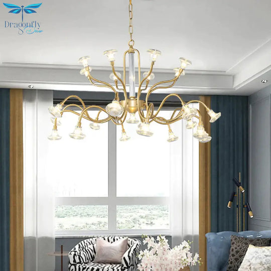 25/31 Lights Crystal Chandelier Light Lodge Gold Sputnik Living Room Hanging Lamp