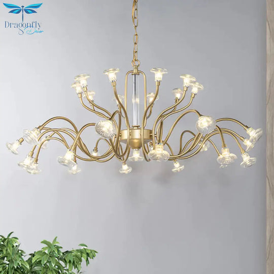 25/31 Lights Crystal Chandelier Light Lodge Gold Sputnik Living Room Hanging Lamp
