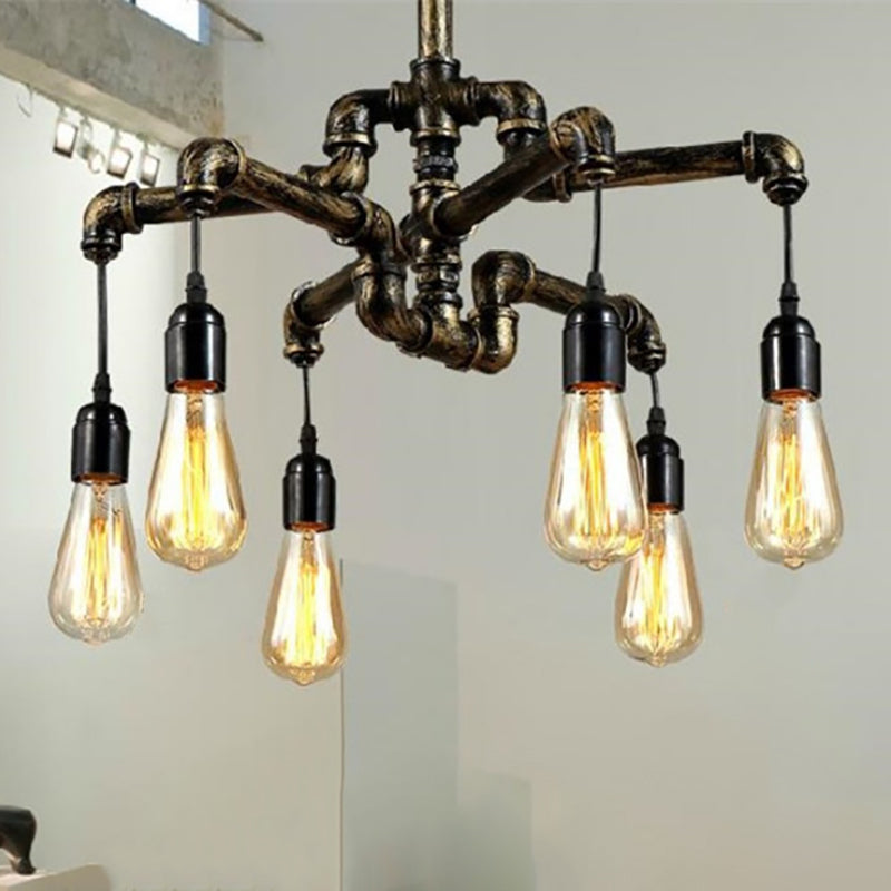 Vintage Industrial Metal And Glass 4/6 Light Living Room Hanging 6 / Bronze Pendant Lighting
