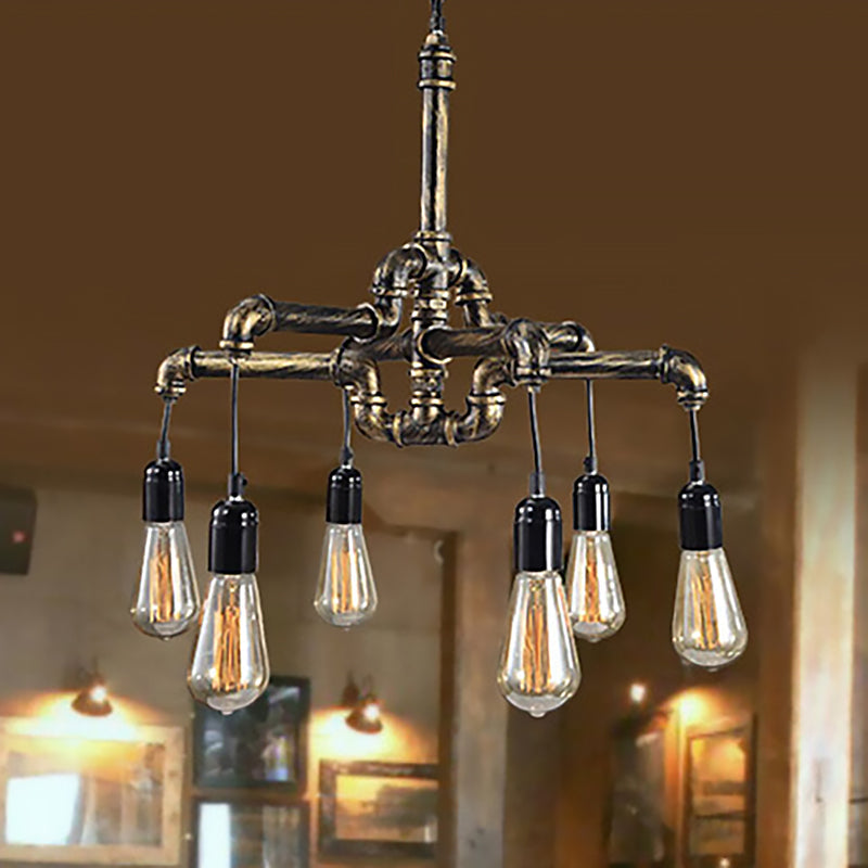 Vintage Industrial Metal And Glass 4/6 Light Living Room Hanging Pendant Lighting