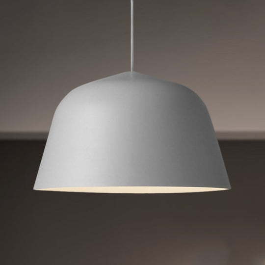 Nordic Style Dome Hanging Shade Ceiling 1 Light Metal Pendant Lamp In Black/Green For Bedroom Grey