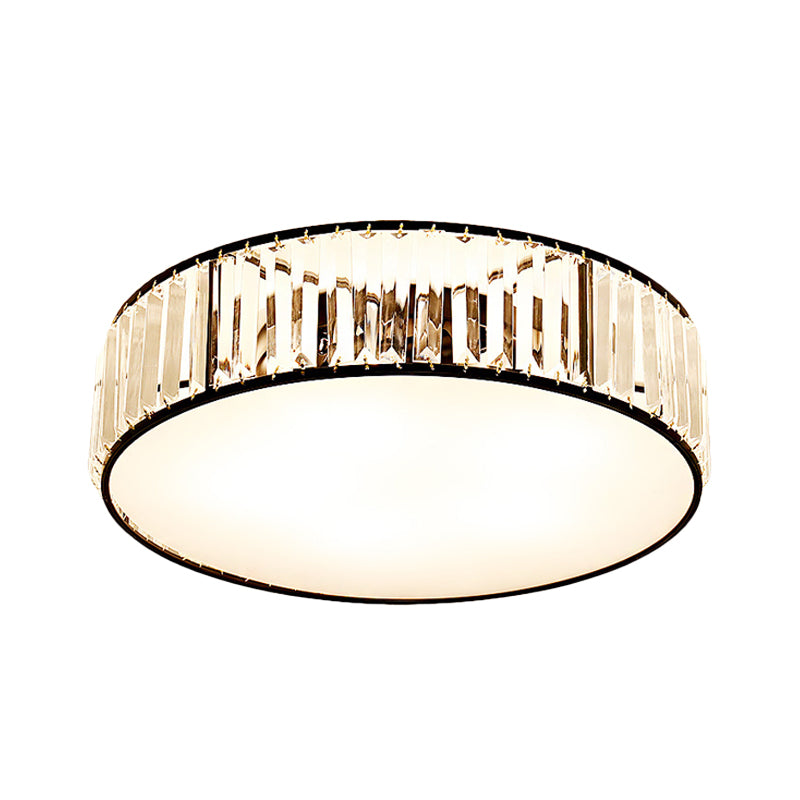 Simple Crystal - Shaded Drum Flush Mount Lamp - Black/Bronze 3/4/5 - Light Fixture For Bedrooms