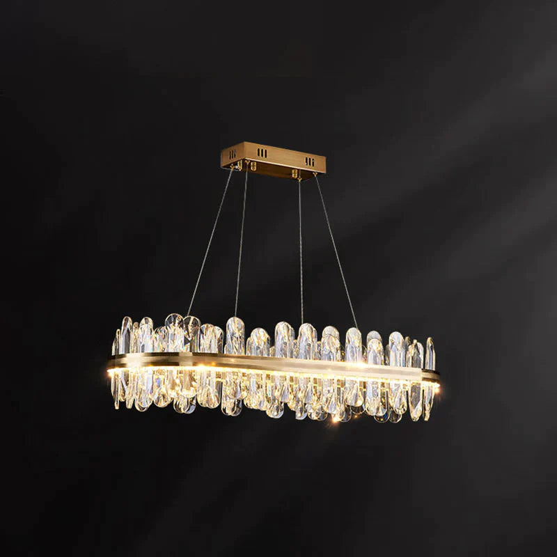 Minimalist Design Circular Crystal Chandelier In Brass / 31.5’ Rectangle