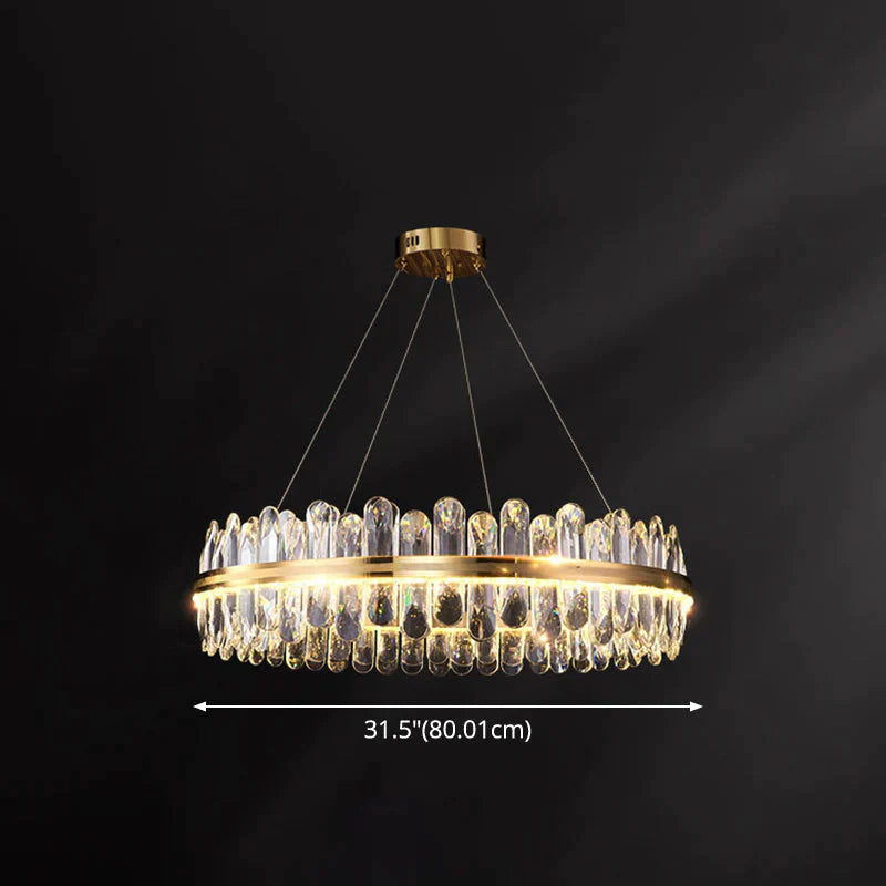 Minimalist Design Circular Crystal Chandelier In Brass