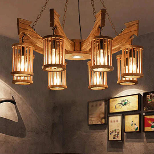 Anchor Shaped Chandelier Lighting Fixture Wood Hanging Ceiling Light
