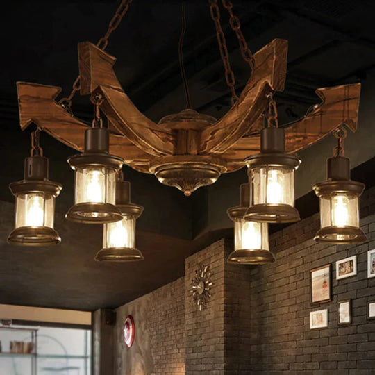Anchor Shaped Chandelier Lighting Fixture Wood Hanging Ceiling Light