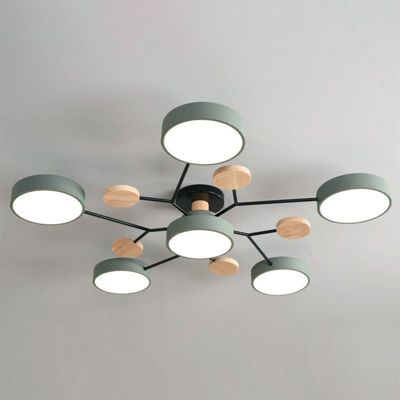 Samantha - Semi Flush Mount Light Macaron Led Acrylic Semi - Flush Ceiling Fixture 6 / Green Warm