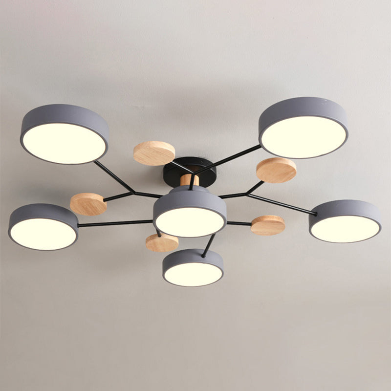 Samantha - Semi Flush Mount Light Macaron Led Acrylic Semi - Flush Ceiling Fixture 6 / Grey White