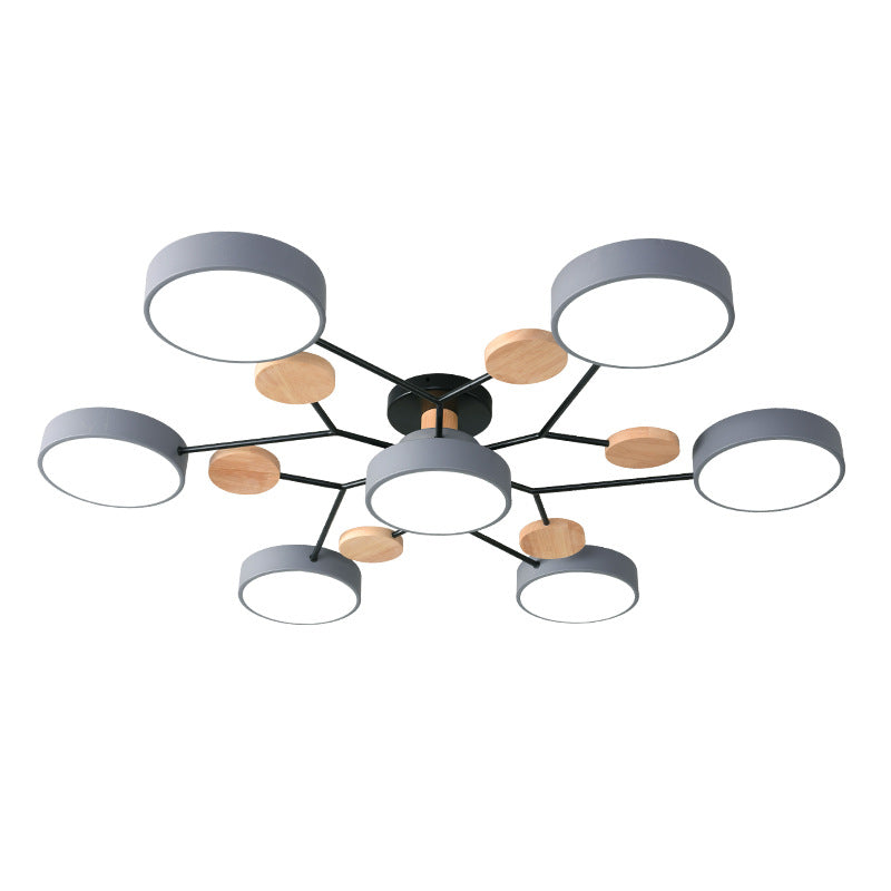 Samantha - Semi Flush Mount Light Macaron Led Acrylic Semi - Flush Ceiling Fixture 7 / Grey White