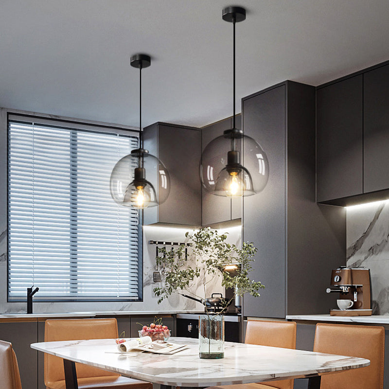 Alice - Black Mini Glass Globe Pendant Light