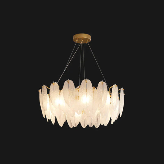 Modern Crystal Feather Hanging Chandelier Light With Clear Glass Lamp Shade 6 /