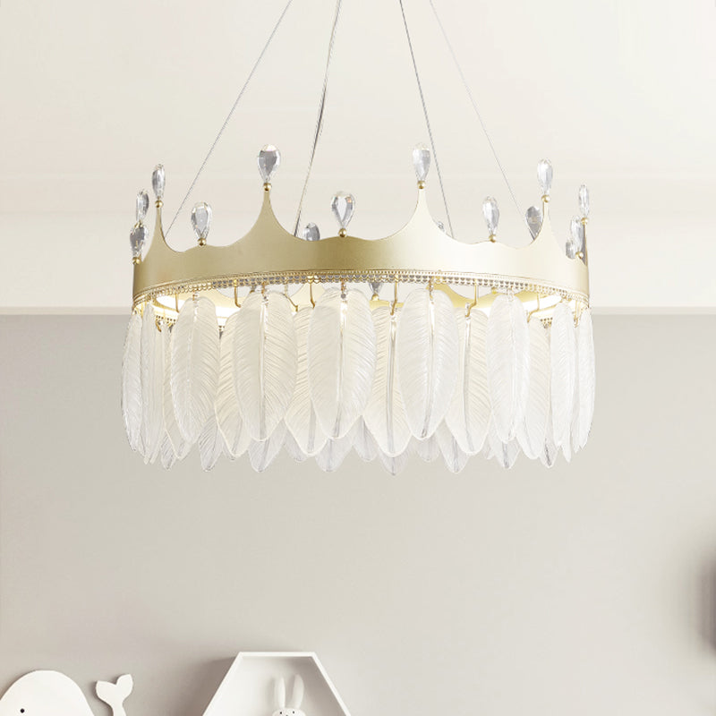 Liliana - Modern 3 - Colored Led Crystal Feather Chandelier Lamp Crown Shape Hanging With Clear