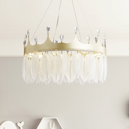 Liliana - Modern 3 - Colored Led Crystal Feather Chandelier Lamp Crown Shape Hanging With Clear