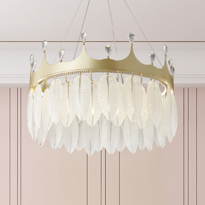 Liliana - Modern 3 - Colored Led Crystal Feather Chandelier Lamp Crown Shape Hanging With Clear