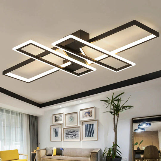 LED Frame Ceiling Mount Light Modern Acrylic Living Room Semi Flush Light Fixture - Clearhalo - &