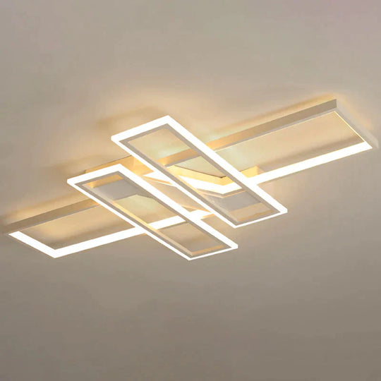 LED Frame Ceiling Mount Light Modern Acrylic Living Room Semi Flush Light Fixture - White - Clearhalo - &