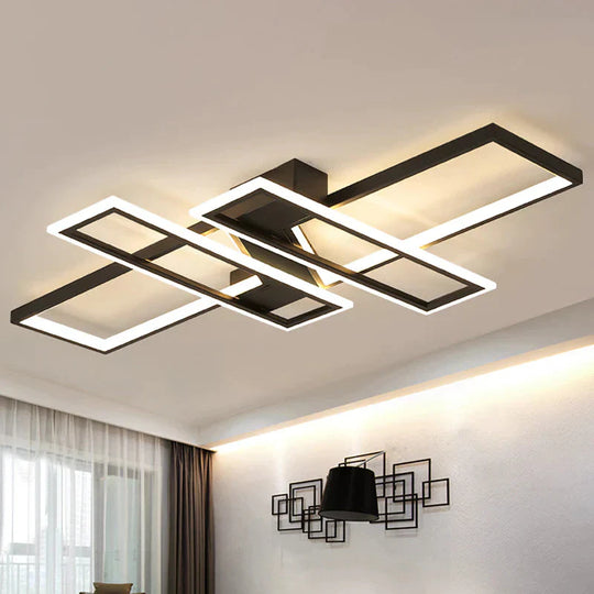 LED Frame Ceiling Mount Light Modern Acrylic Living Room Semi Flush Light Fixture - Black - Clearhalo - &