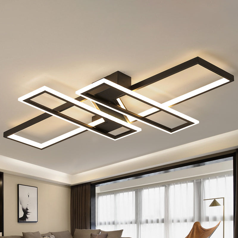 Illuminate Your Modern Living Room: Led Acrylic Frame Semi - Flush Mount Ceiling Light
