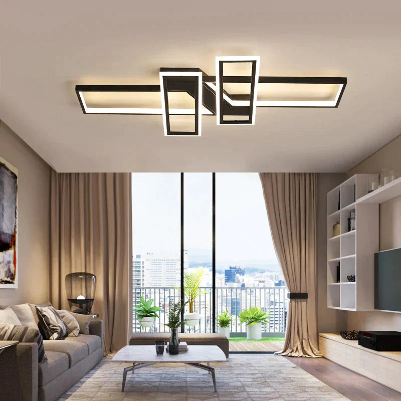 LED Frame Ceiling Mount Light Modern Acrylic Living Room Semi Flush Light Fixture - Clearhalo - &