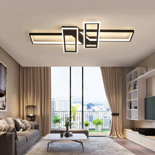 LED Frame Ceiling Mount Light Modern Acrylic Living Room Semi Flush Light Fixture - Clearhalo - &