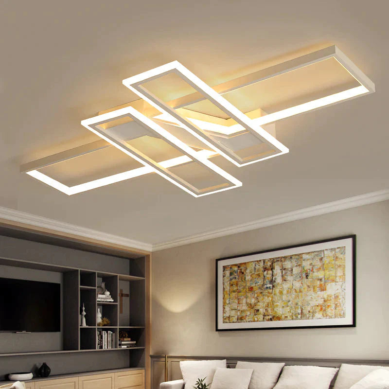 LED Frame Ceiling Mount Light Modern Acrylic Living Room Semi Flush Light Fixture - Clearhalo - &