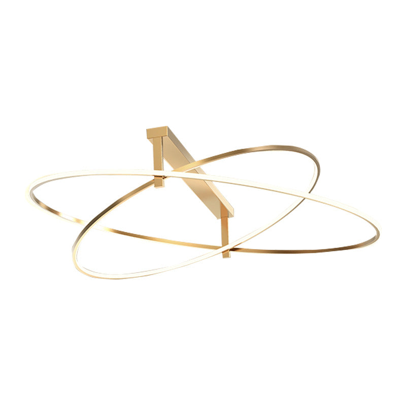 Elegant Living Room Glow: Gold Minimalist Oval Led Ceiling Light With 2 Metal Heads / 43’ Warm White