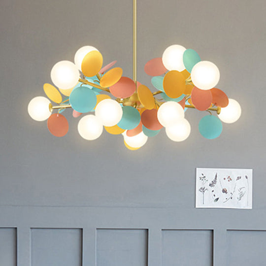 Odile - Cartoon Balloon Hanging Light Fixtures Metallic Drop Pendant With Glass Shade For Bedroom