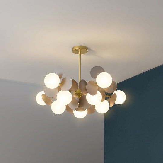 Odile - Cartoon Balloon Hanging Light Fixtures Metallic Drop Pendant With Glass Shade For Bedroom