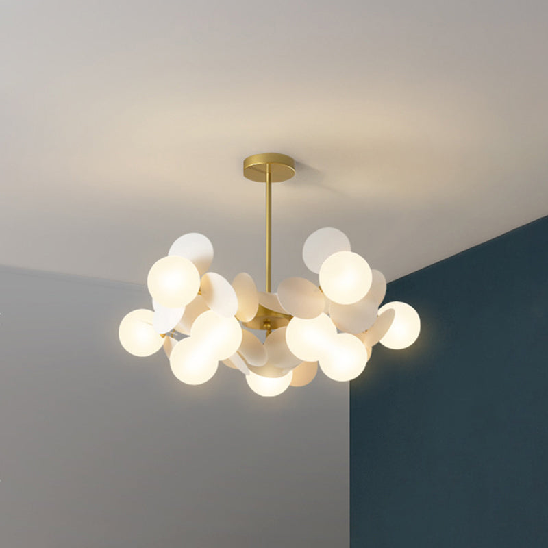 Odile - Cartoon Balloon Hanging Light Fixtures Metallic Drop Pendant With Glass Shade For Bedroom
