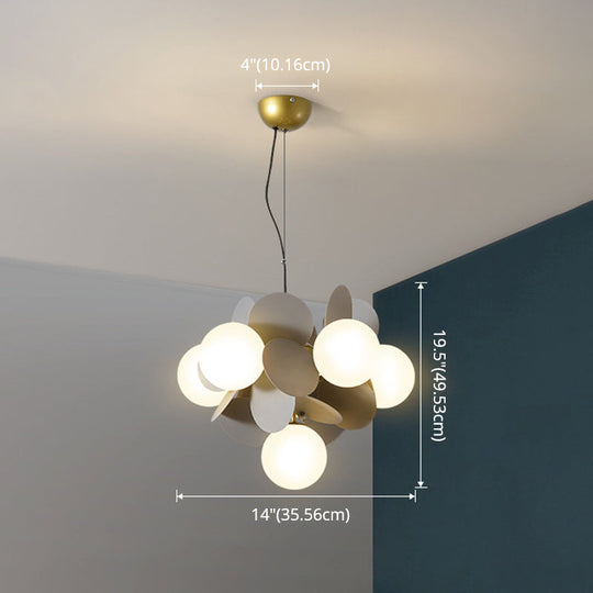 Odile - Cartoon Balloon Hanging Light Fixtures Metallic Drop Pendant With Glass Shade For Bedroom