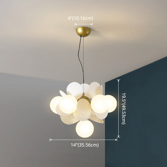Odile - Cartoon Balloon Hanging Light Fixtures Metallic Drop Pendant With Glass Shade For Bedroom